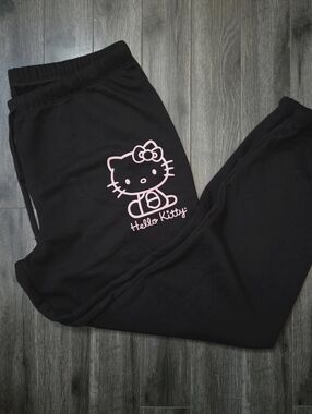 Hello Kitty Black Sweatpants with Pink Graphic